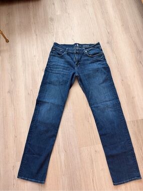 7 For All Mankind Men's Straight Jeans in Dark Blue